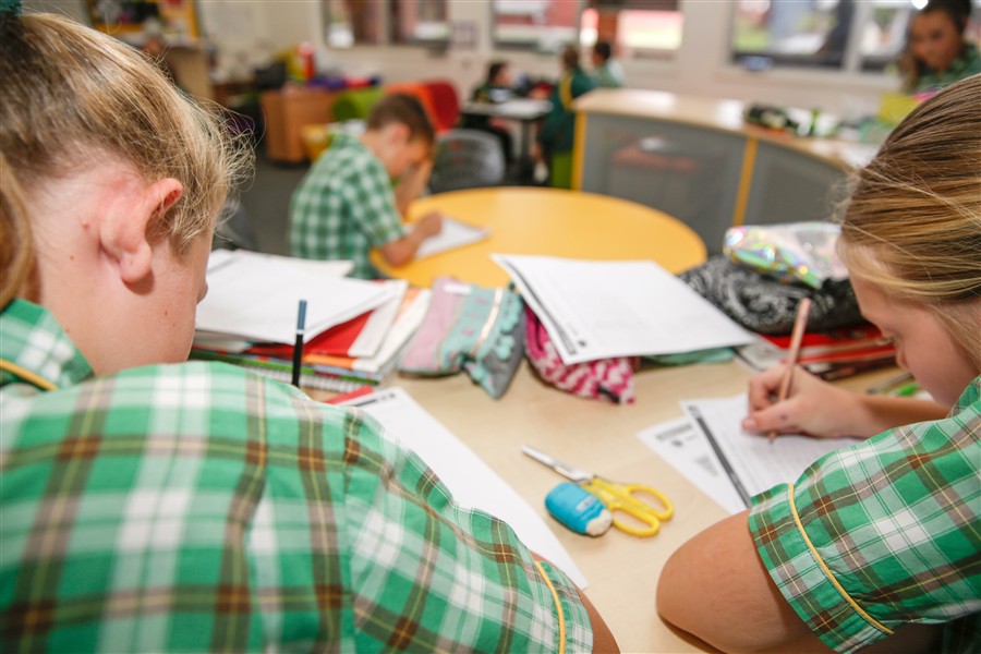 A view of students working in the classroom